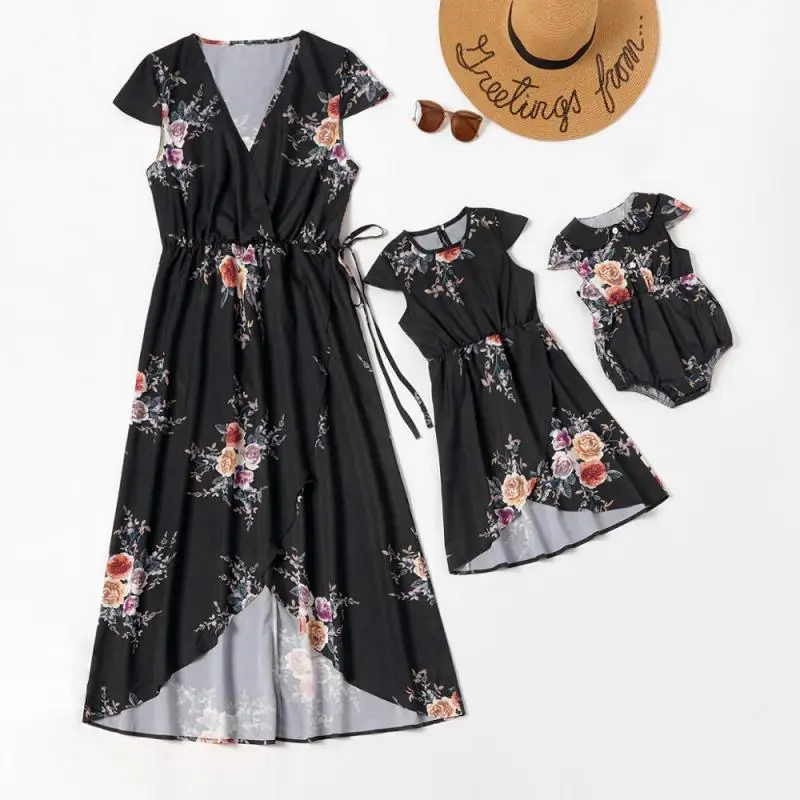 Семейный образ для мамы и дочки подходящие платья одежда ребенка женщины девочки