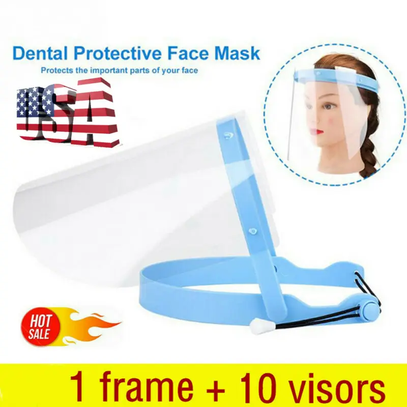 2020 Newest Hot Safty Face Shield Clear Flip-Up Visor 1 frame + 10 visors Industry Dental Medical Work Guard Anti-fog |
