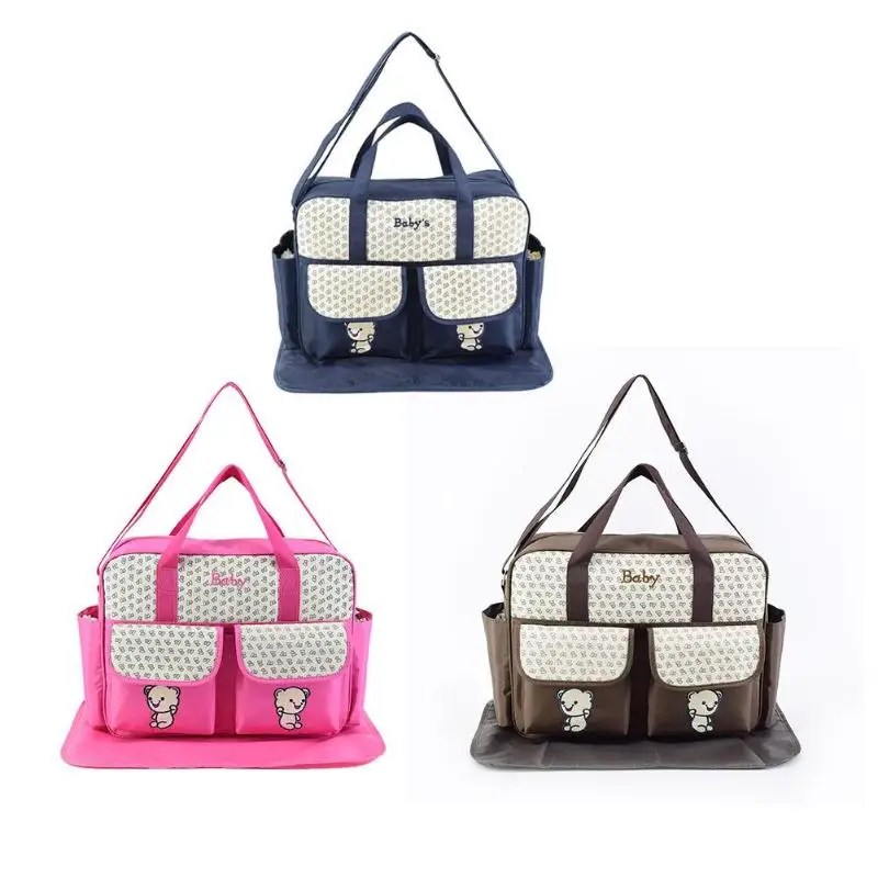 Сумка для детских подгузников мамы сумка большой емкости с милым медведем