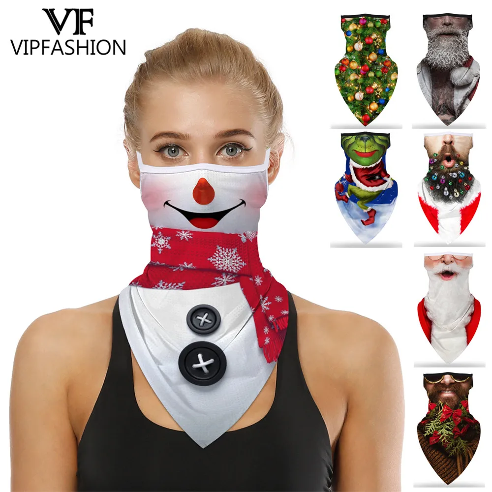

Fashion Christmas Carnival Print Triangle Bandana Half Face Scarves Neck Gaiter Headband Unisex Mascarilla Reutilizable Bandana