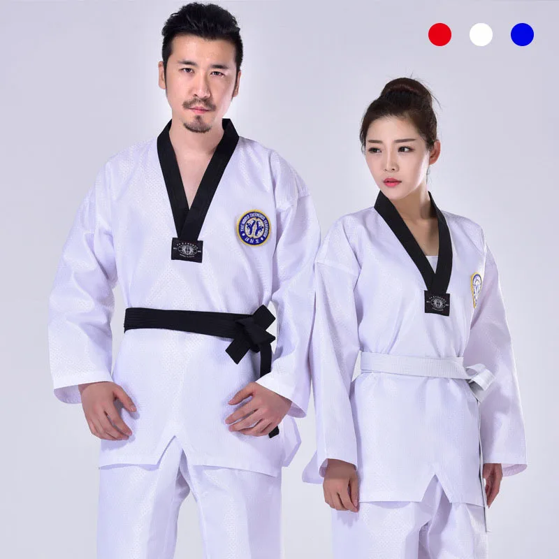 Черная униформа для тхэквондо традиционный белый костюм детей взрослых