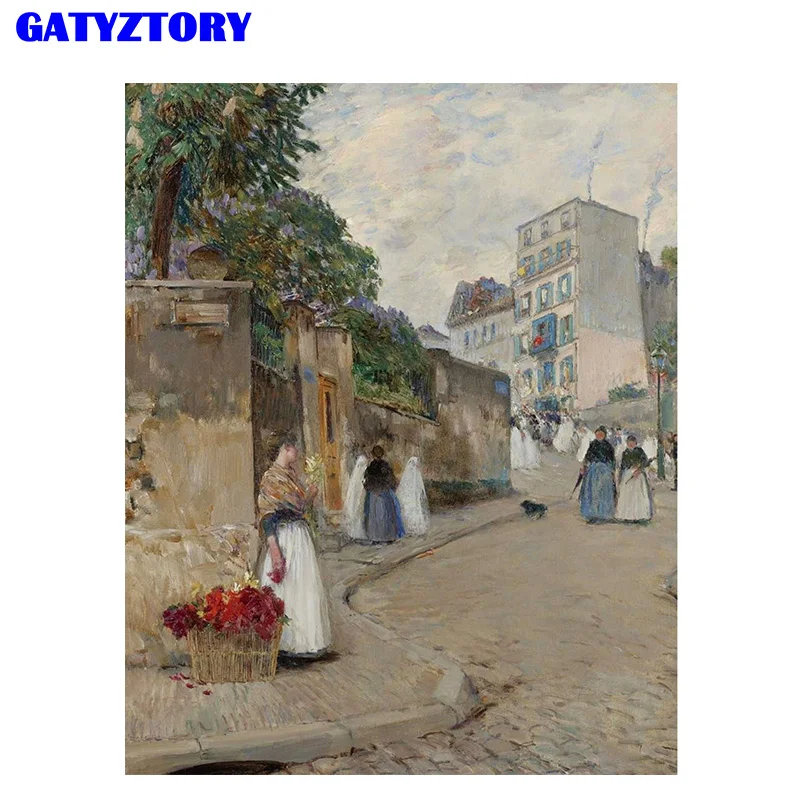 GATYZTORY рамка уличный пейзаж Diy картина по номеру Холст Картина акриловая Настенная картина уникальный подарок для домашний декор искусство - Цвет: 190806-124