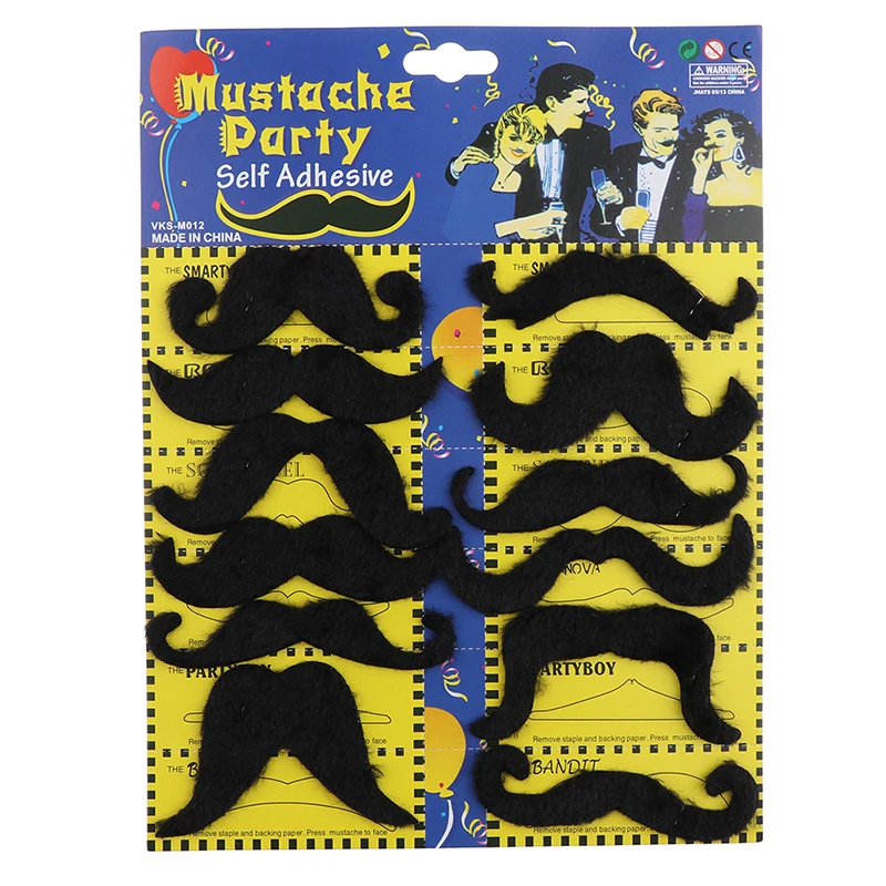 

12pcs Creative Funny Costume Mustache Pirate Party Halloween Cosplay Fake Mustach Beard Whisker Kid Adult Novelty Party Supplies