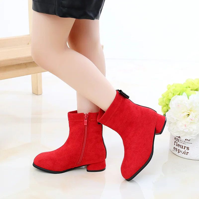 JUSTSL/Детские зимние однотонные модные ботинки для девочек подростков Дикие