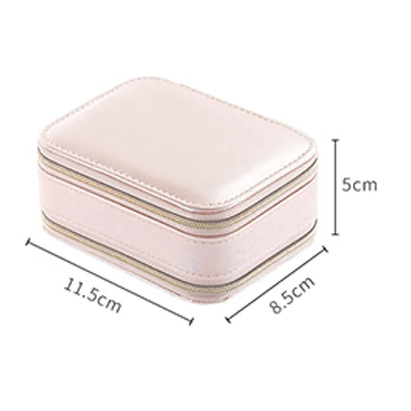 

Mirror Double Zipper Jewelry Portable Storage Box Ring Earrings Necklace Accessories Box Pu Leather Mouth Red Cosmetic Box