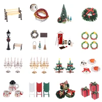 1257pcs 112 dollhouse christmas tree boots wreath pine santa claus carpet broom miniature dollhouse christmas accessories