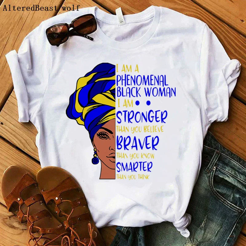 

2020 I Am A Phenomenal Black Women Summer New Fashion Casual T-Shirt Women Short Sleeve Cool Women T-shirt O-neck Top Tees