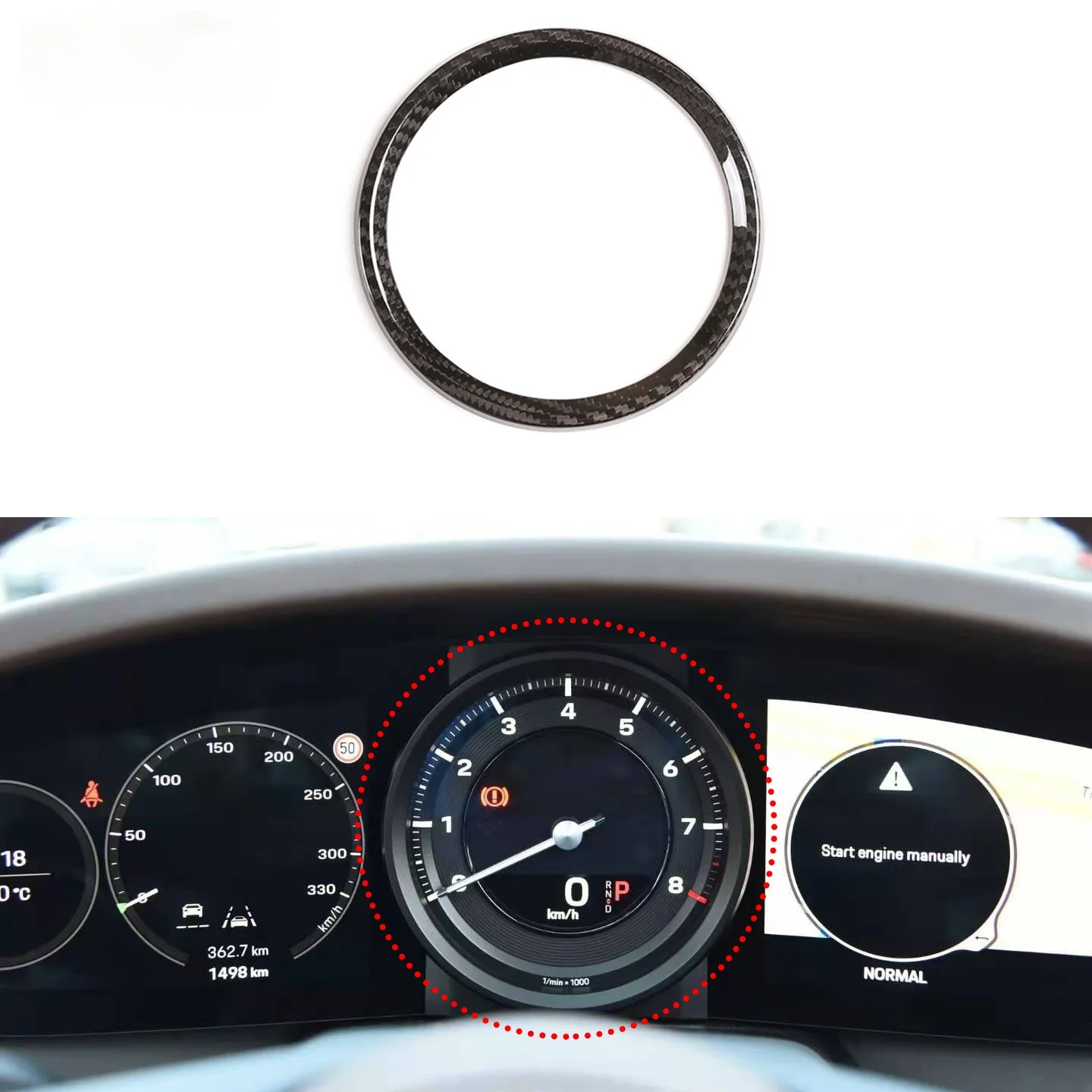 

Украшение для приборной панели Porsche 911, украшение из углеродного волокна для приборной панели, кольцо для украшения, 1 шт., набор аксессуаров ...