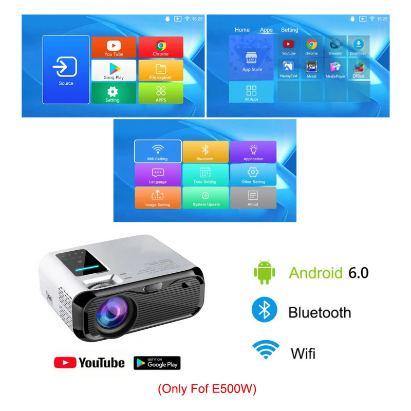 Everycom E500 мини проектор светодиодный 720P LCD Android Wifi опция портативный видеопроектор