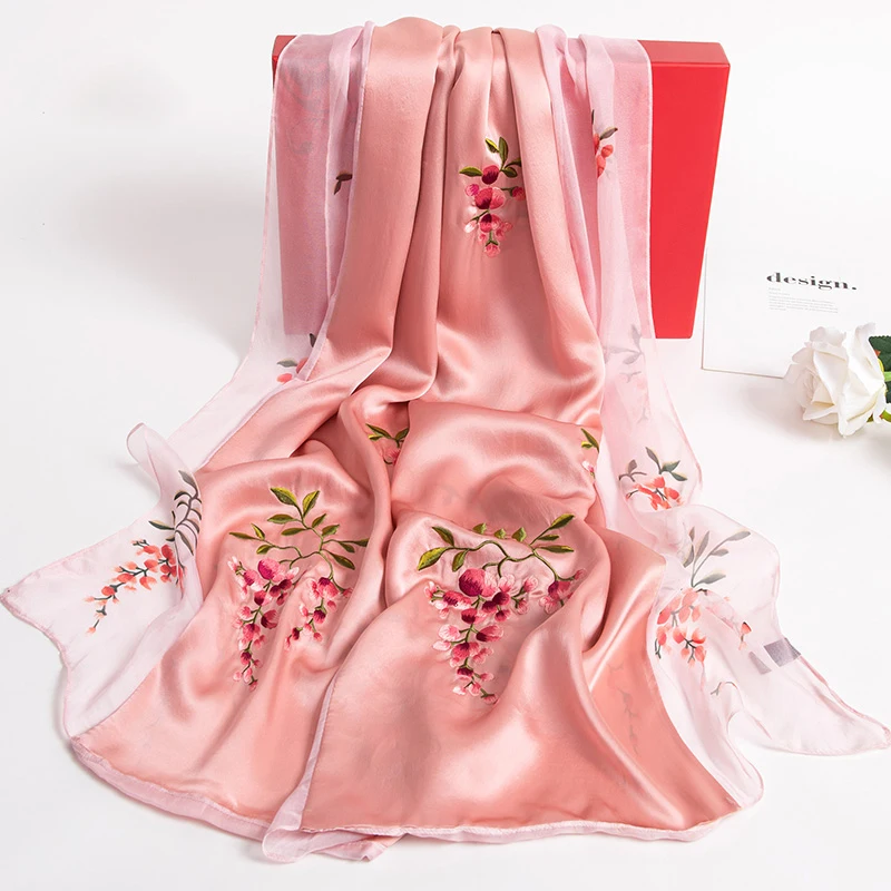 Ханчжоу натуральный двойной шелковый шарф для Для женщин Элитный бренд 100%