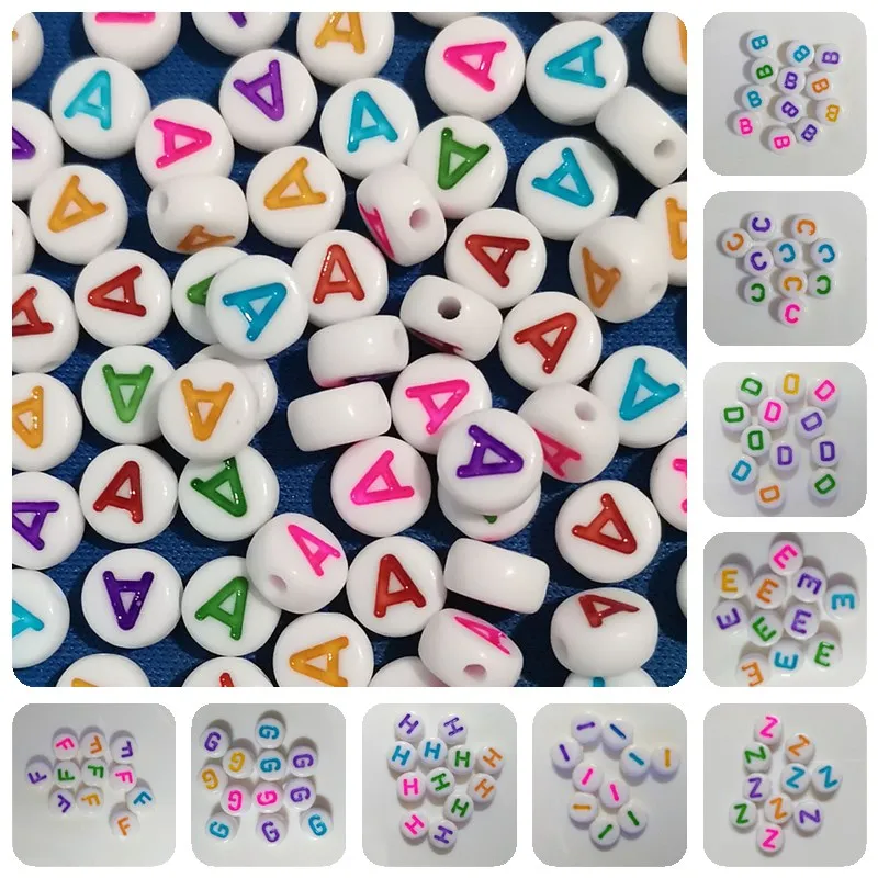 

100pcs Acrylic A-Z Single Letter Beads Jewelry Making Round Flat Spacer Alphabet Spacer Beads Charms for Bracelet Making 7mm
