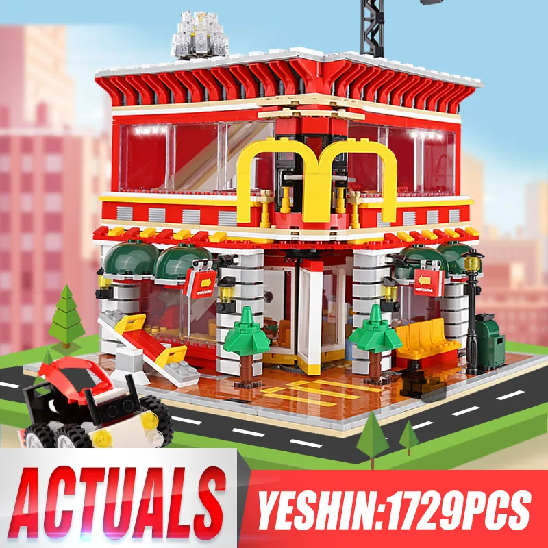 Уличные строительные игрушки Yeshin SD6901 серии MOC 4 в 1 набор ресторанного дома McDonaldss