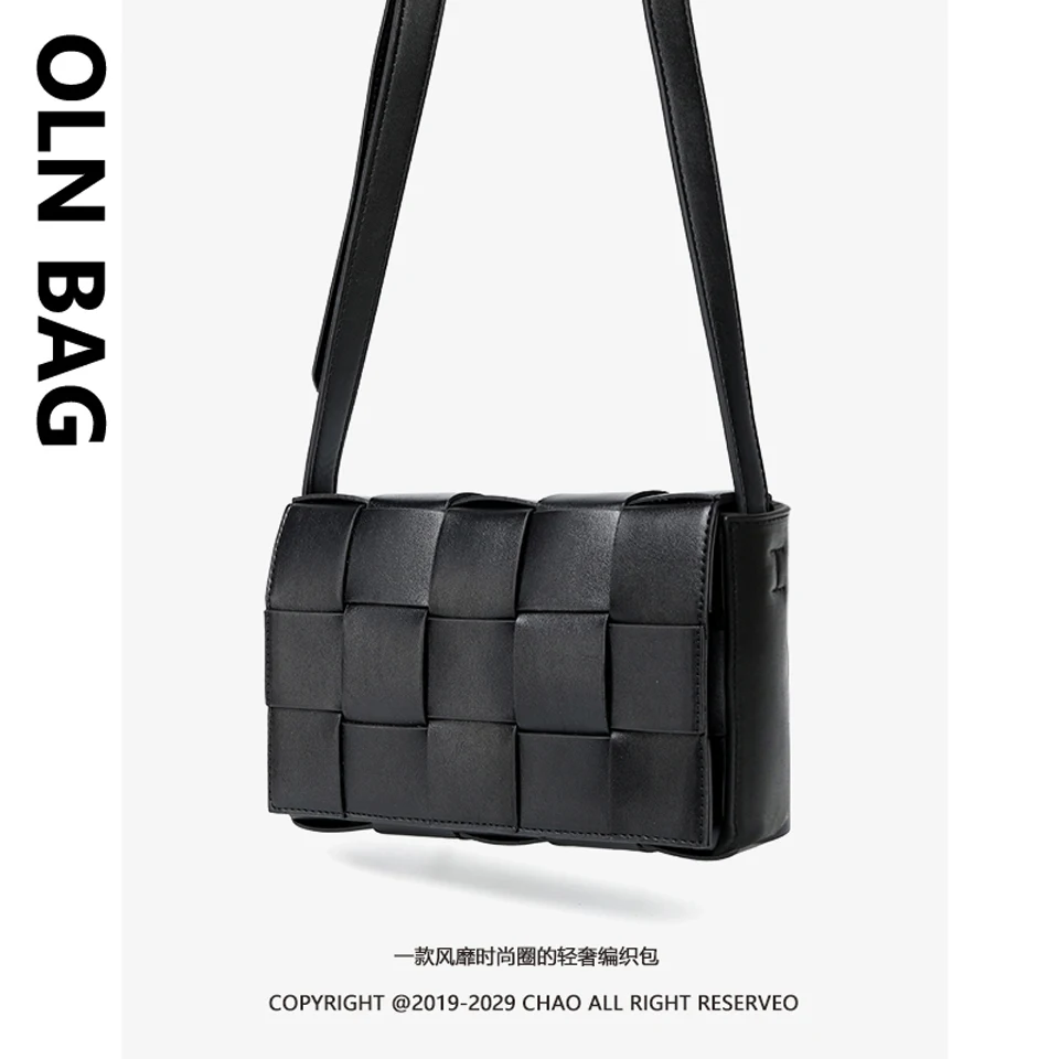 

Новая мужская плетеная маленькая квадратная сумка, модная универсальная сумка-мессенджер на одно плечо, брендовая высококачесветильник Ро...