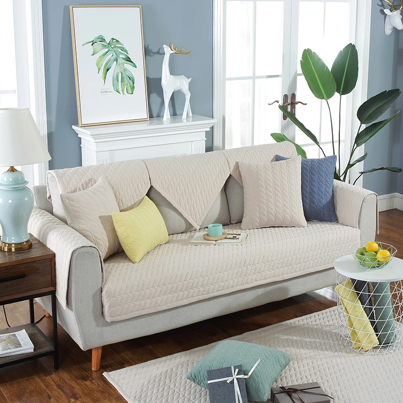 Хлопковый чехол для дивана нескользящий и грязный однотонный диванная подушка
