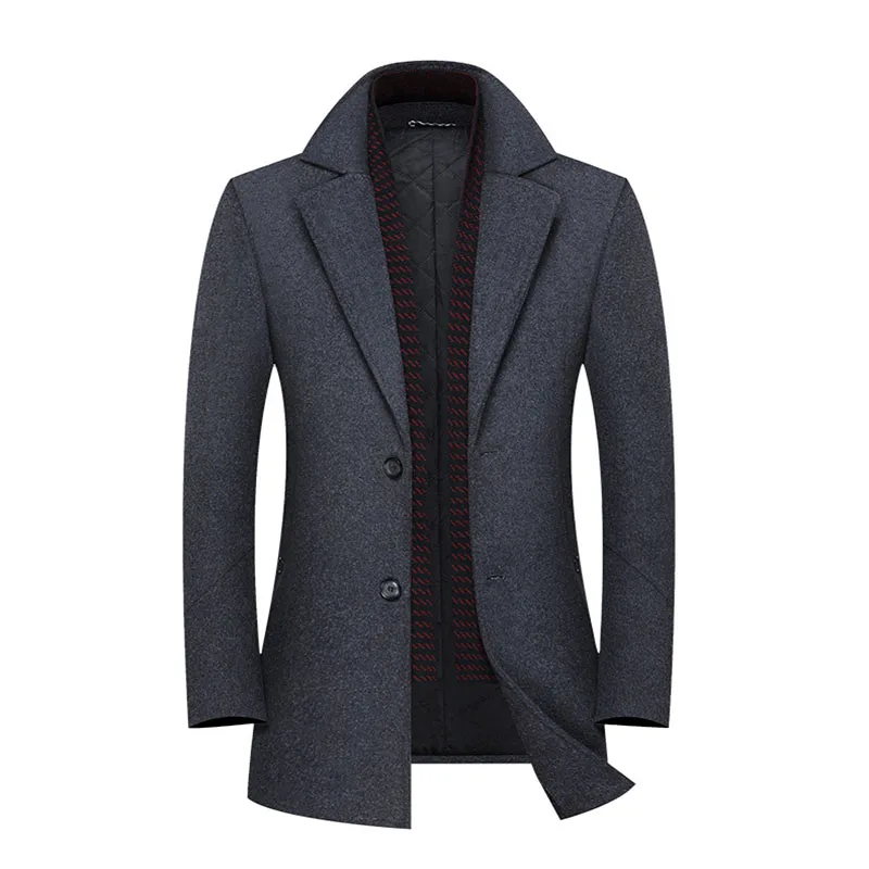 

New Brand 46.7% Wool Coat Men Fashion Scarf Thick Woolen Jacket Casual Men Winter Overcoat Long Trench