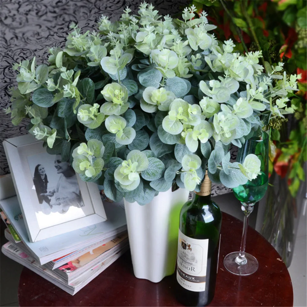 

Artificial Plant Money Leaves Grass Mini Flowers Green Eucalyptus Plastic Bush Home Decoration Festival Supplies