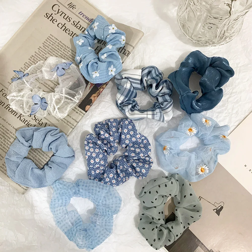 

Korean Women Headwear Girls Hair Tie Striped Lady Scrunchies Ponytail Hair Female Holder Rope Print Hair Accessories Rubber Band