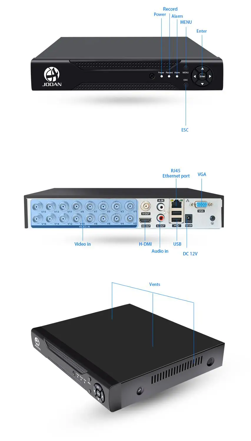 JOOAN 4CH 8CH 16CH CCTV DVR система безопасности 1080N H.264 HD-выход P2P гибридная 5 в 1 Onvif ip-камера TVI CVI AHD видеорегистратор