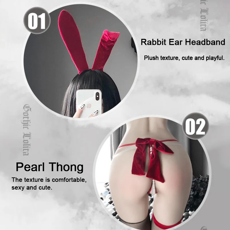 

Sexy Lingerie Sweet Three Point Hanging Neck Cute Bunny Girl Uniform Bodysuit