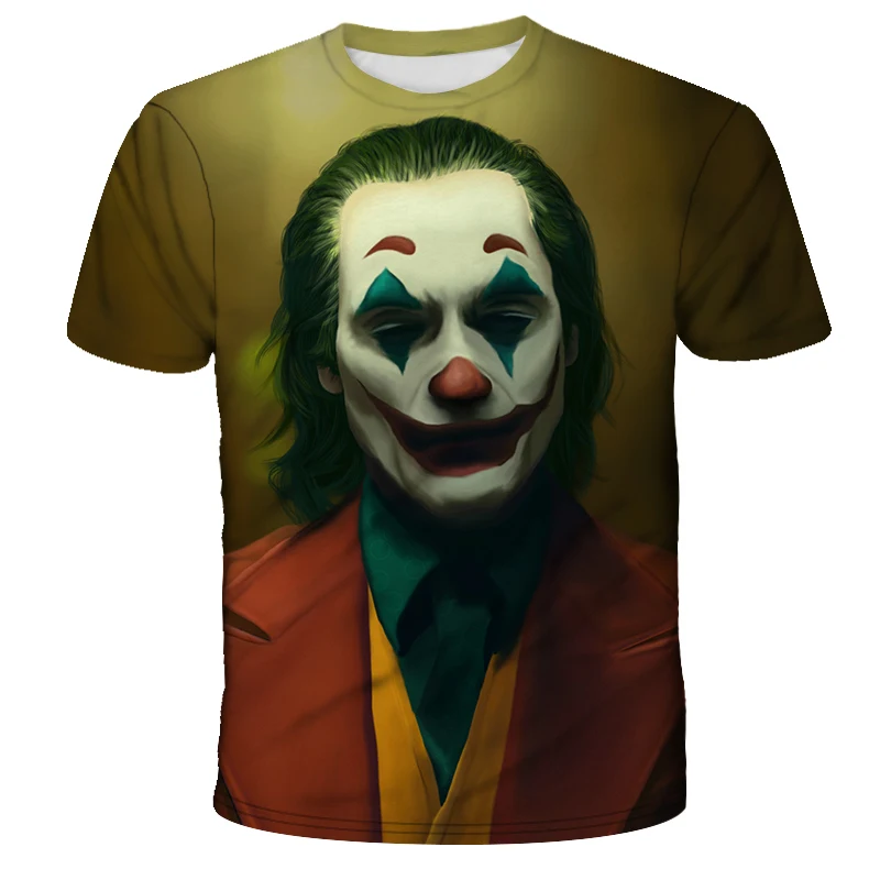 3D Футболка с принтом Мужская джокер лицо Повседневная О-образным вырезом мужская
