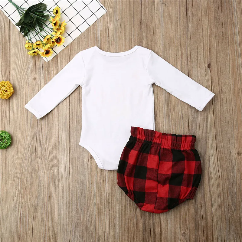 Повседневный хлопковый комплект одежды для маленьких девочек рождественские