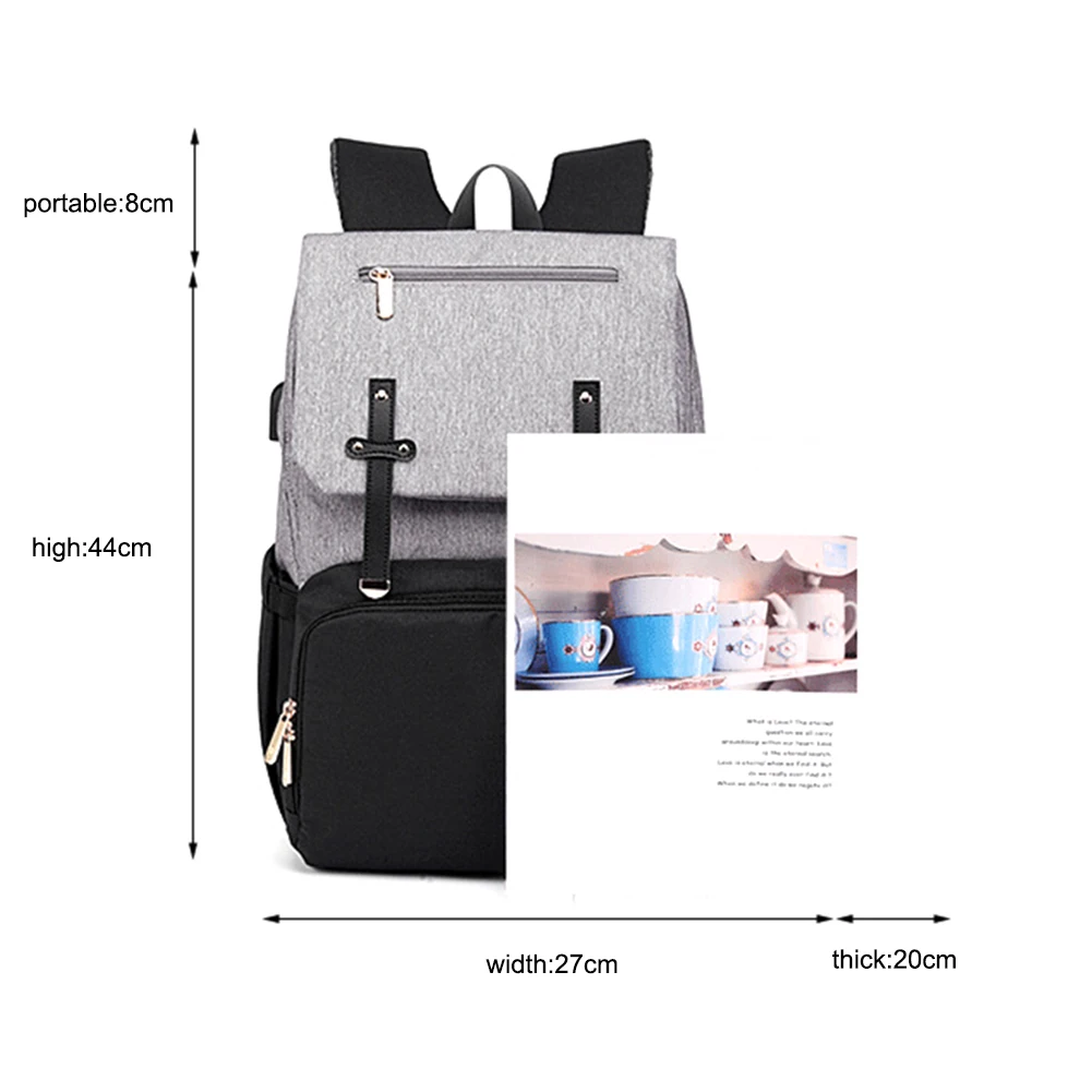 

Diaper Bag Mummy Daddy Backpack Baby Stroller Bag Waterproof Oxford Handbag Nursing Nappy Bag Kits USB Rechargeable Holder