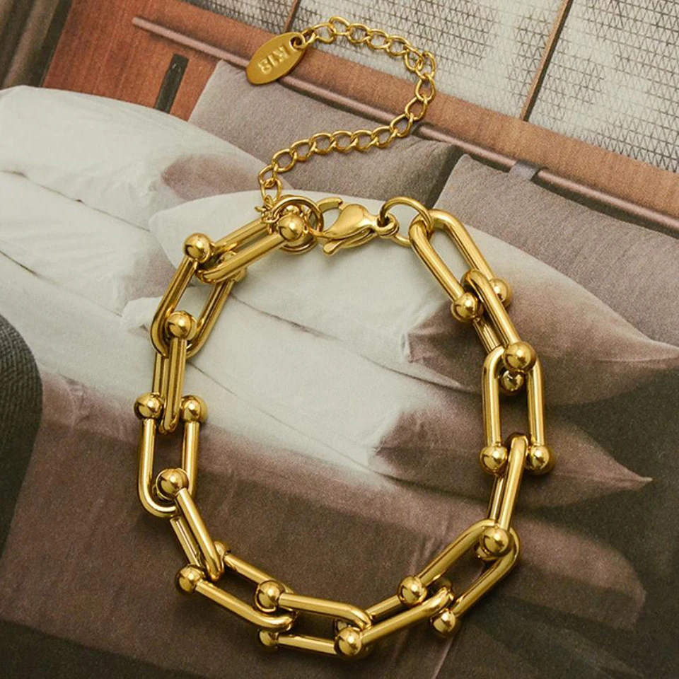 Высококачественные u-образные браслеты-цепочки ручной работы из нержавеющей