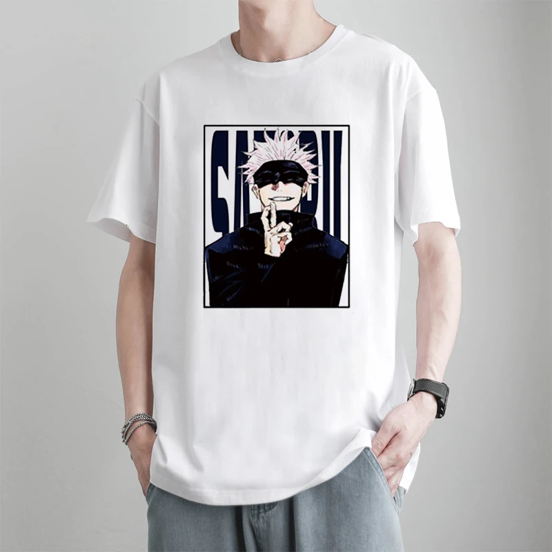 

Jujutsu Kaisen Japanese Anime T-Shirt Summer White Comic Graphic T Shirts New Arrival 2021 Funny Streetwear Japanese Tops