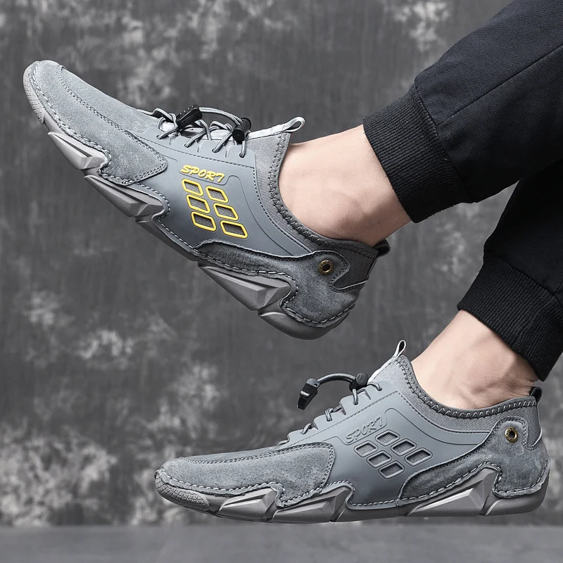 

Мужские замшевые кроссовки, повседневная обувь из воловьей кожи, плоская подошва, лоферы, для улицы