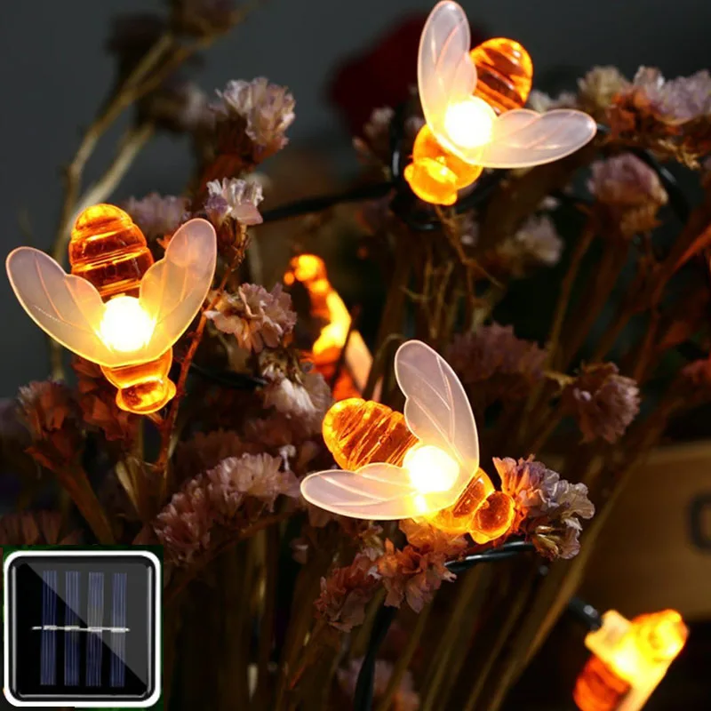 

Solar Small Bee Led String light Outdoor Waterproof 30led/50led/100led Garlands Garden Christmas Tree Dec Fairy Lighting Lamp