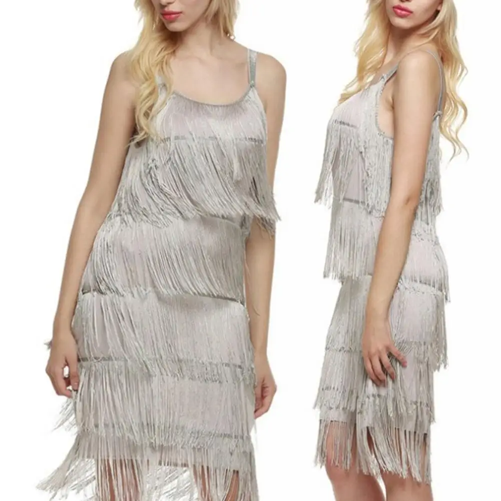 Женское короткое платье с бахромой летнее Пляжное Платье До Колена глубоким