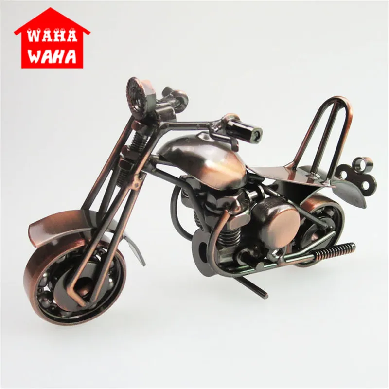 

Mimi Metal Motorcycle Model Retro Motor Figurine Metal Decoration Handmade Iron Motorbike Prop Vintage Home Decor Kid Toy