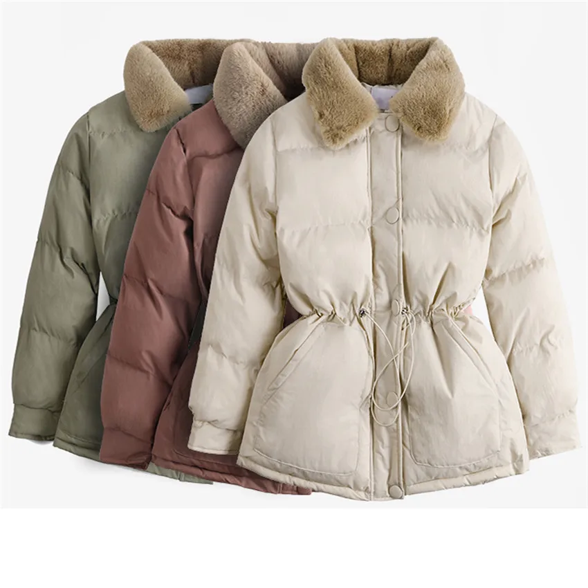 Женское утепленное пальто Gowyimmes хлопковая куртка на завязках с длинным рукавом