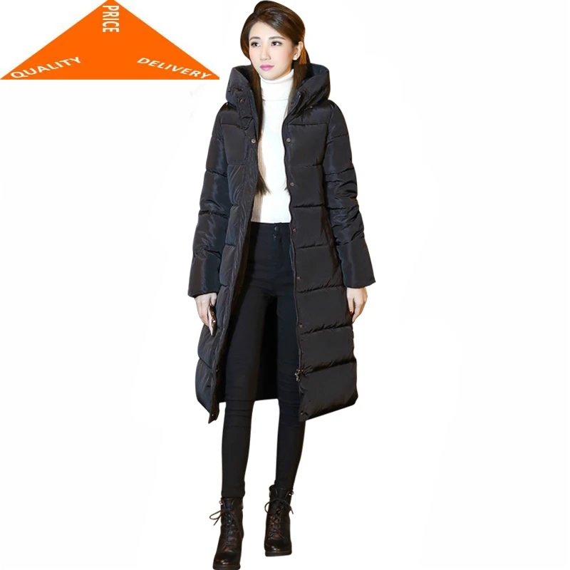 

2020 Winter Jacket Women Thick Down Cotton Jackets Hooded Long Coat Slim Fit Ladies Coats Casaco Feminino LWL763