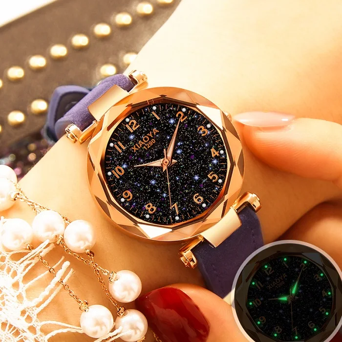 

2019 Relogio feminine Women Fashion Quartz Watch Crystal Star Luxury Leather Bracelet Ladies Watch casual Leisure Wrist watches