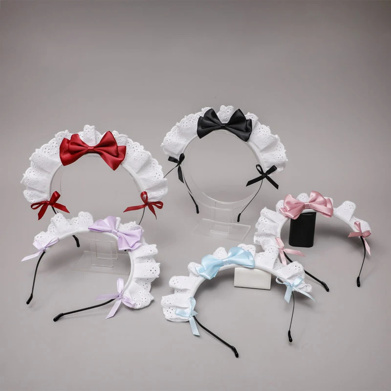 

Women Lace Bow Headband Japanese Two-dimensional Lolita Headdress Lolita Hair Band Accessories Party Maid Cosplay Decoration