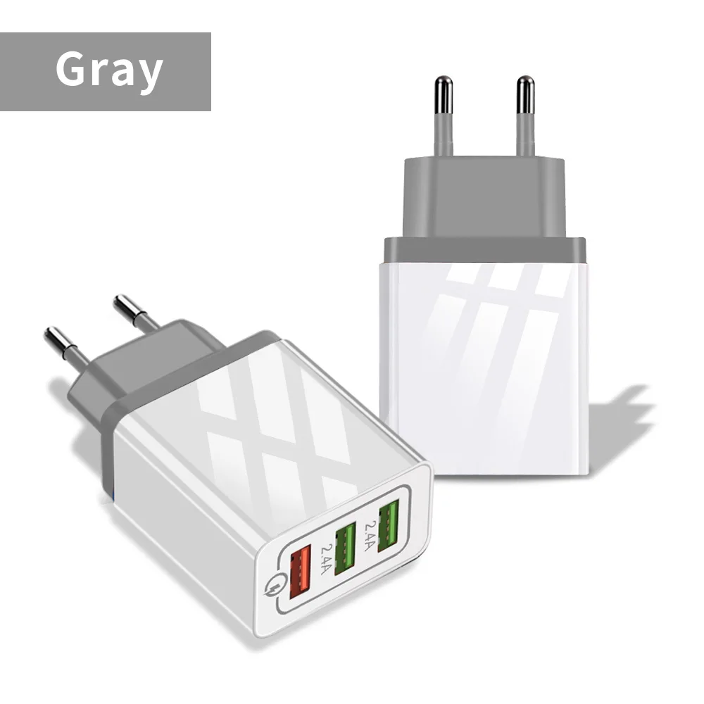 Marjay Quick Charge 3,0 USB зарядное устройство 30 Вт QC3.0 QC турбо Быстрая зарядка мульти разъем зарядное устройство для мобильного телефона для iPhone samsung Xiaomi - Тип штекера: Grey  EU Plue