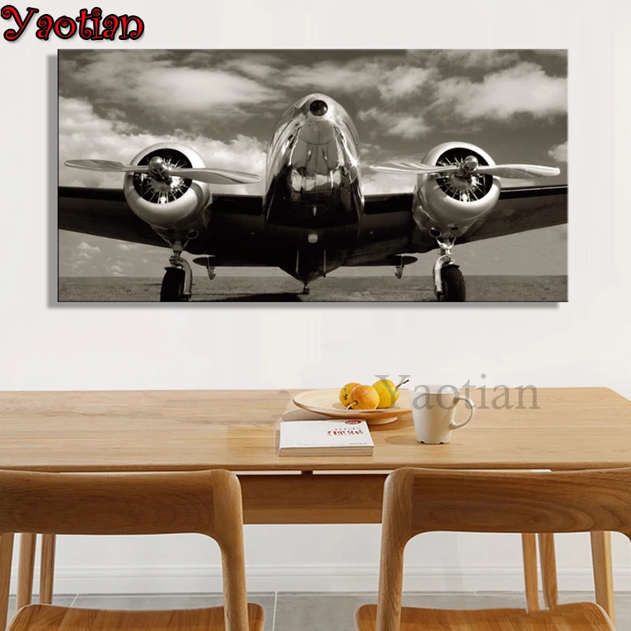 

Большая 3D винтажная алмазная живопись с самолетом, полноразмерная круглая Алмазная мозаика с иконами, алмазная вышивка с пейзажем, Декор дл...