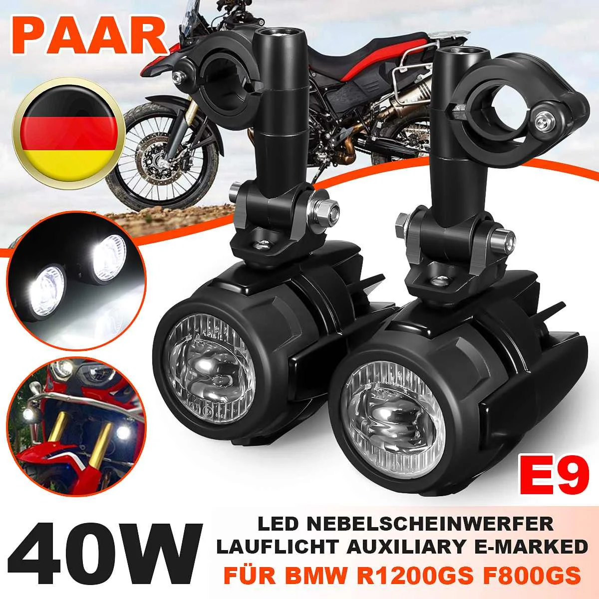 

Мотоциклетные светодиодсветодиодный противотуманные фары, 40 Вт, для BMW R1200GS F800GS F700GS F650 K1600