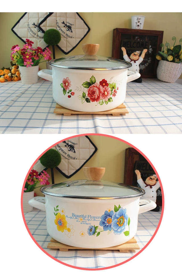 Кухонная кастрюля для быстрого приготовления утолщенная 24 см эмалированная суповая кастрюля 2L3L4L Кастрюля Сковорода горячий горшок набор кухонной посуды кухонная посуда