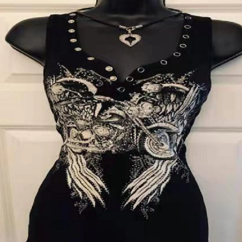 

Balck Tank Top Women Summer Fashion V Neck Printed Sleeveless Tops Streetwear Tank Tops Women