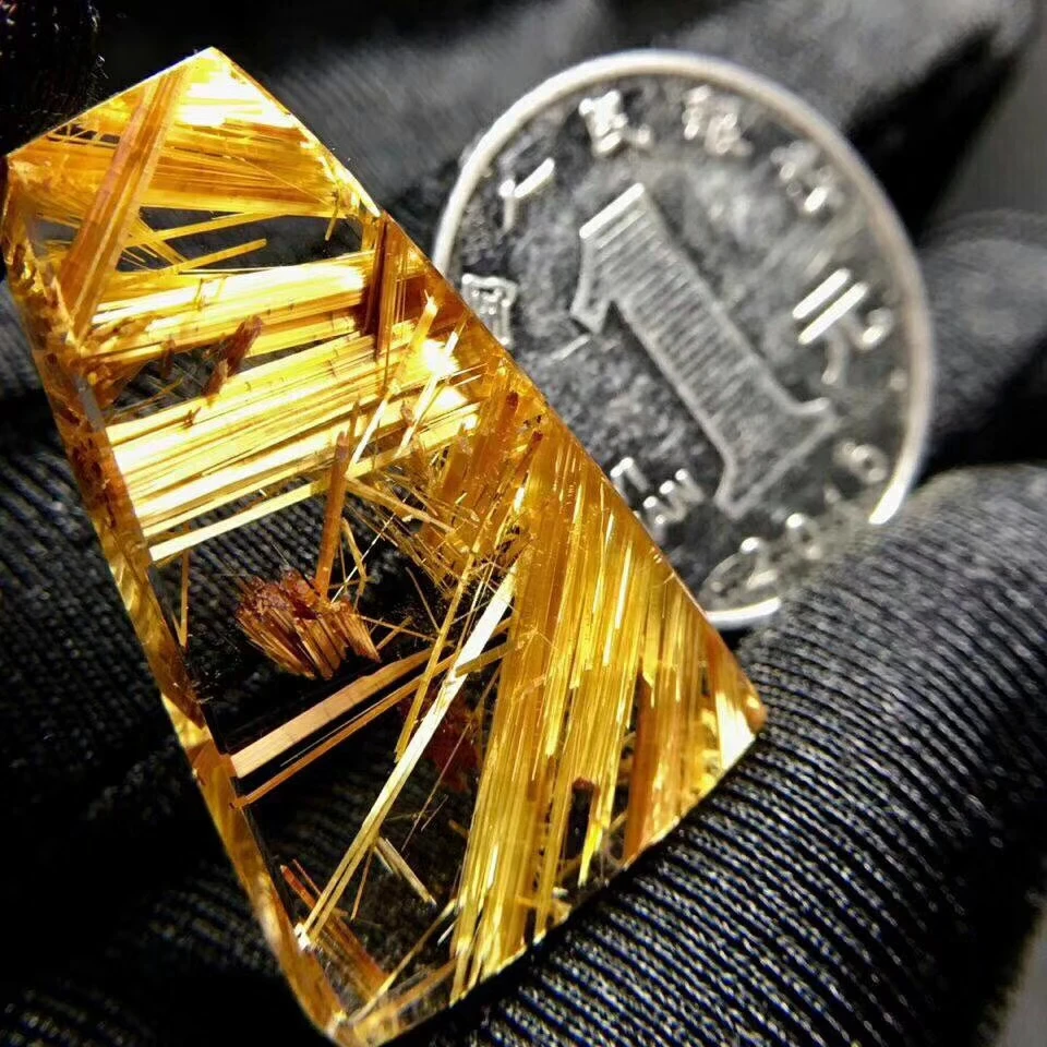 Натуральный Бразильский золотой Rutilated Кварцевый кулон для женщин и мужчин