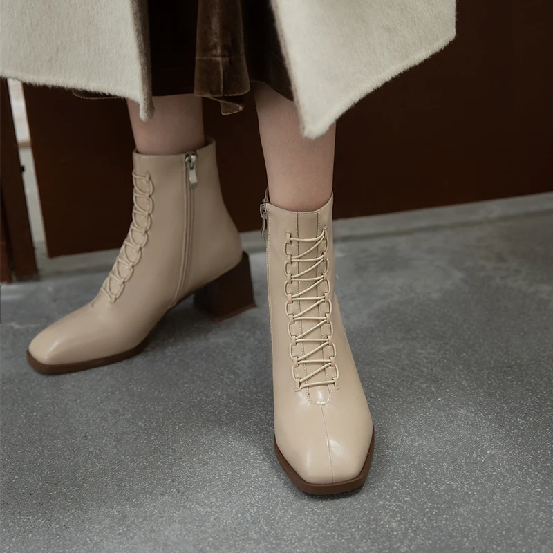 

FEDONAS Elegant Side Zipper Ankle Boots For Ladies Genuine Leather High Heels Boots 2021 Winter Party Wedding Chelsea Boots