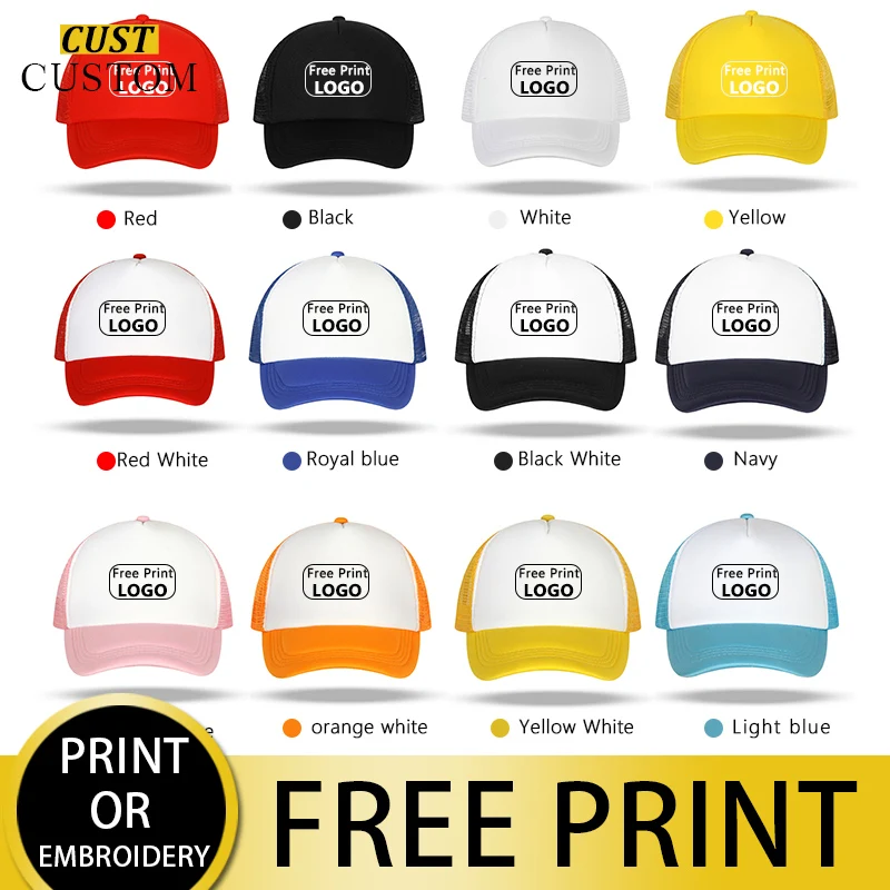 Hat Printing Logo Baseball Cap Men And Women Solid Color Mesh Hat Sun Hat Casual Hat Outdoor Sports Hip-hop Hat Golf Cap