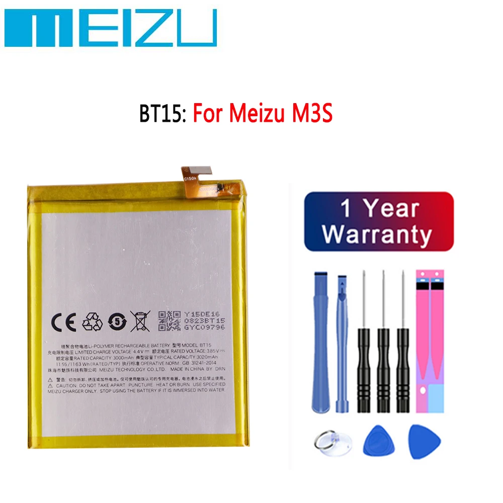 

100% Original High Quality 3020mAh BT15 Battery For MEIZU M3S Battery 4000mAh BT61 For Meizu L Version M3 Note L681H Battery