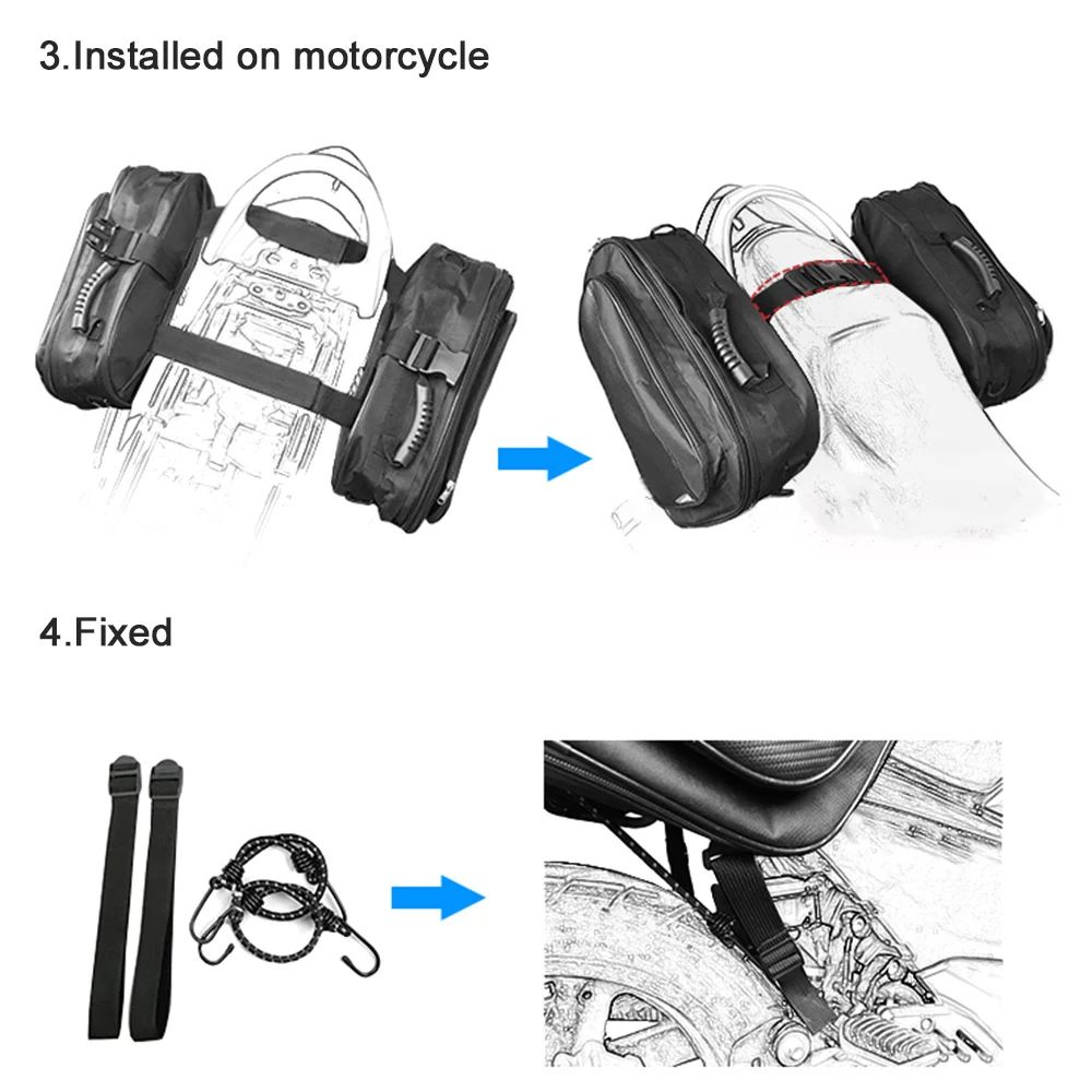 Universal Motorcycle Side Saddlebag Waterproof Luggage Tool Bag 2pcs Black |