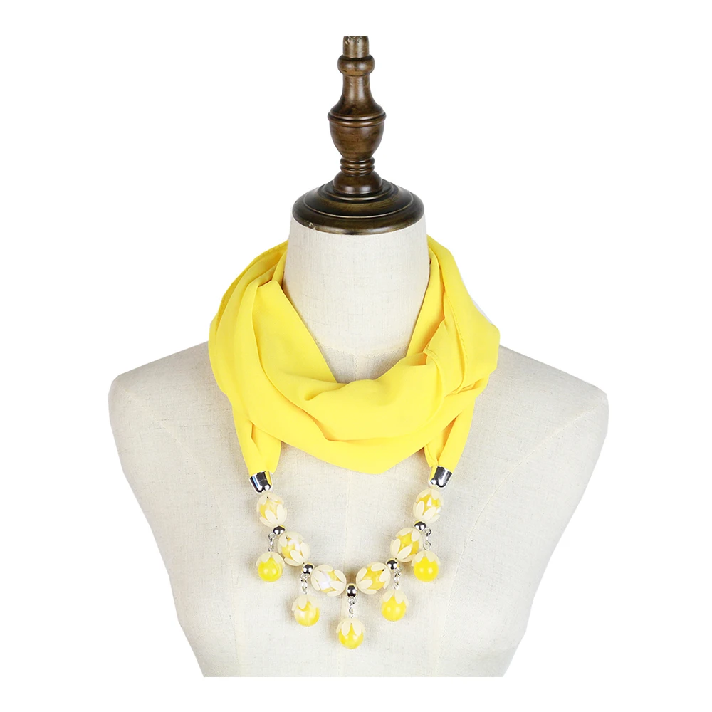 Шифоновая бижутерия ожерелье шарф женский весенний Модный Кольцо Шаль хиджаб