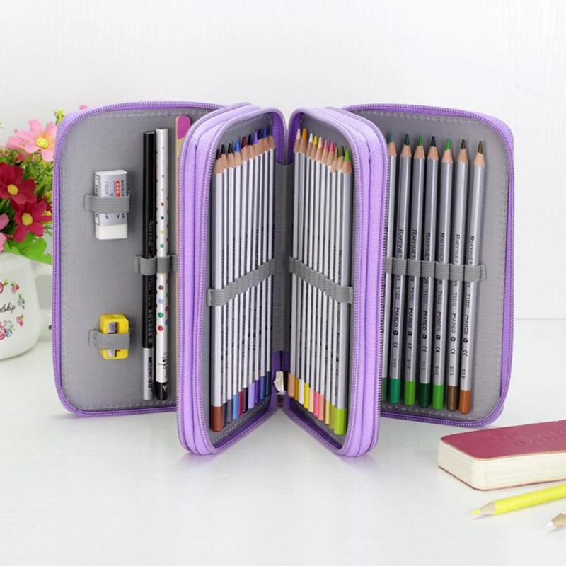 

36/48/72 Holes Pencil Case Creative Large Capacity Drawing Pen Bag Box Kids Multifunction Stationery Pouch Supply
