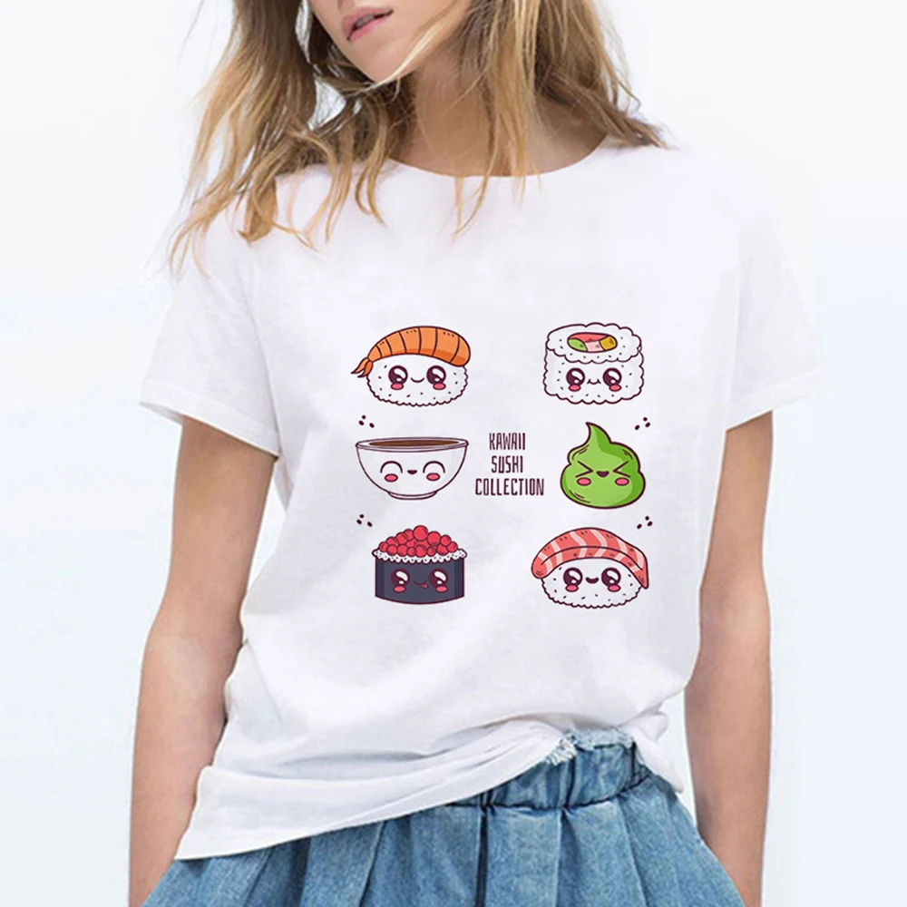 Футболка для суши в японском стиле Харадзюку Женская хлопковая футболка