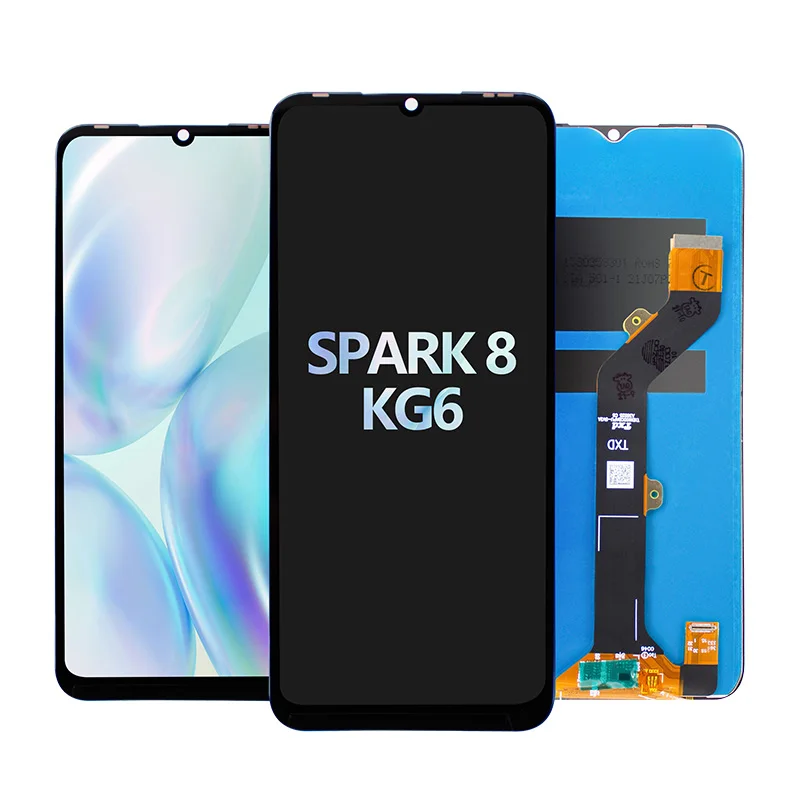 6 52inches kg6 lcd for tecno spark 8 kg6 lcd display touch screen panel digitizer assembly replacement kg6 mobile phone lcds free global shipping